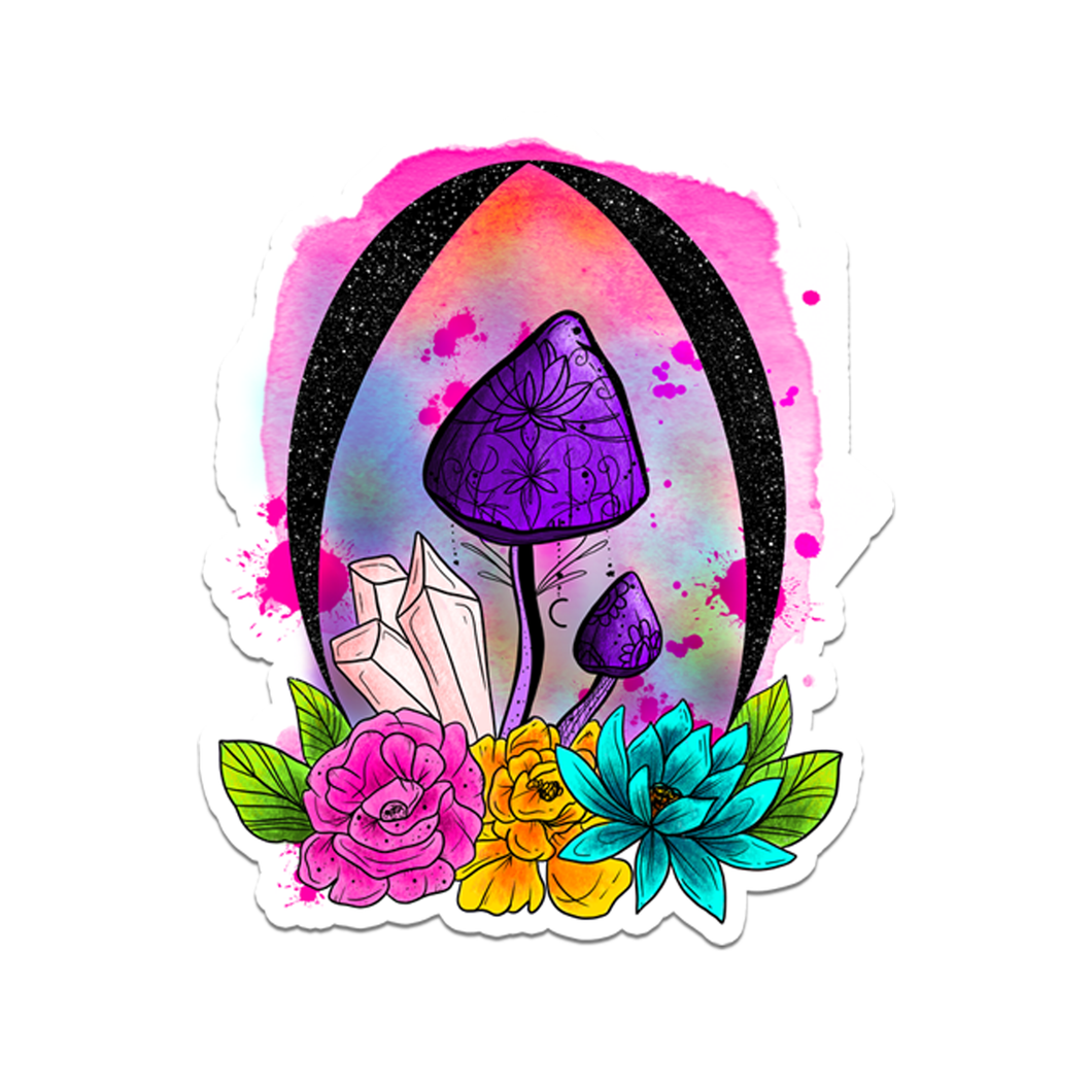 Purple Mushroom Flowers Sticker